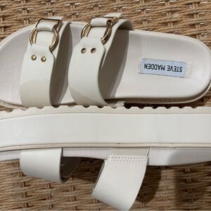 Steve Madden Cream Double-Buckle Sandals